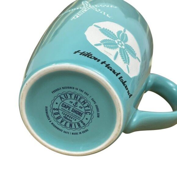 Hilton Head Island South Carolina Sand Dollar Cape Shore Beach Aqua Coffee Mug - Picture 6 of 7